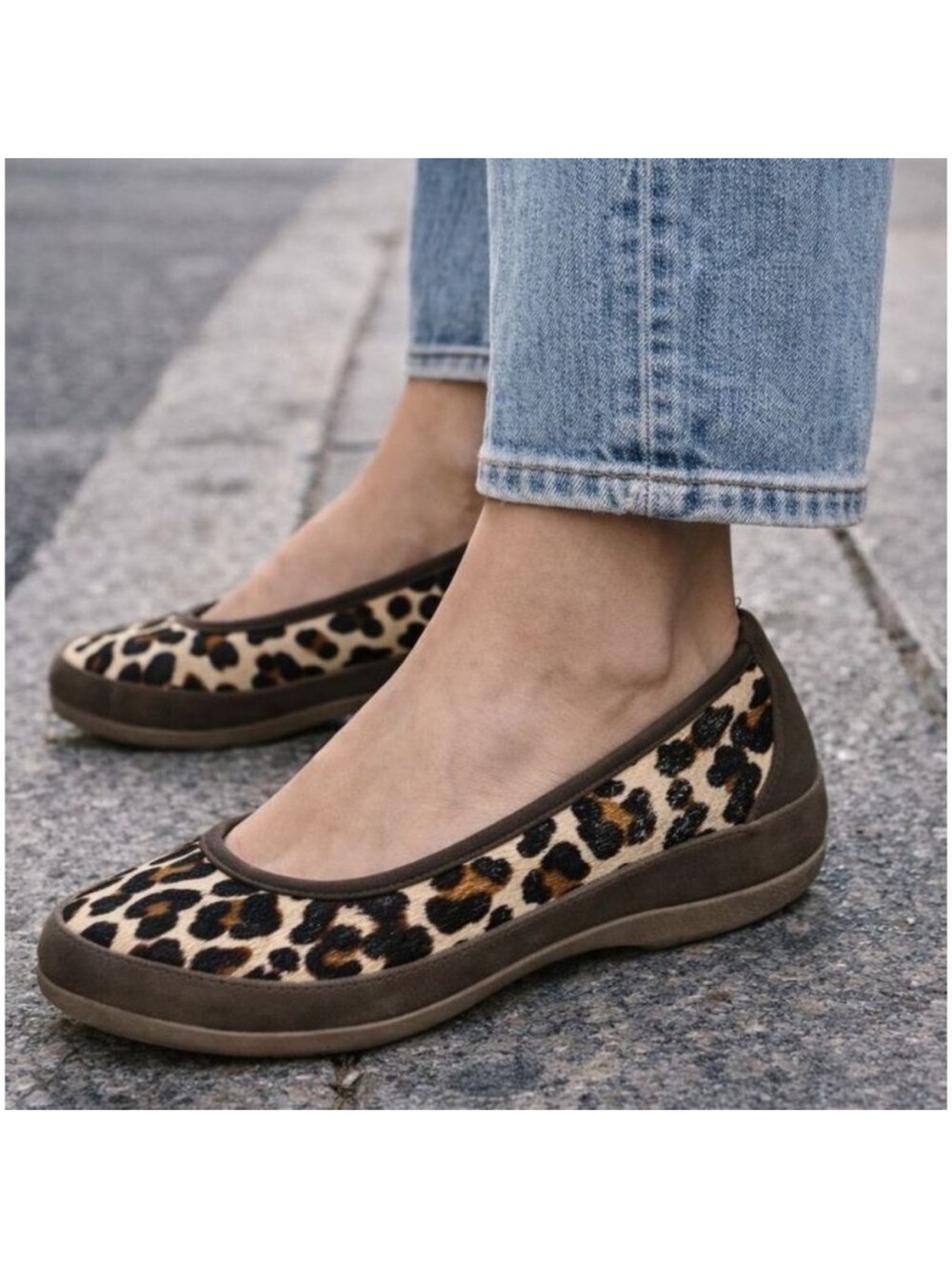 Ecco Leopard Print Felicia Calfhair Flats
